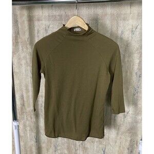 🎆 NEW YEAR SALE🥂 Free People L/S Mock Neck Knit Shirt XSMALL Green Lightweight